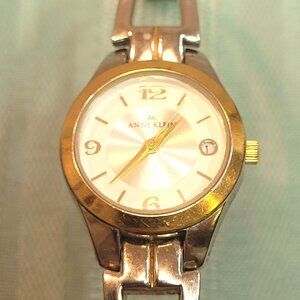 Anne Klein 10/7407GP Two-Tone Date Watch | New Battery Running | Circa 2000